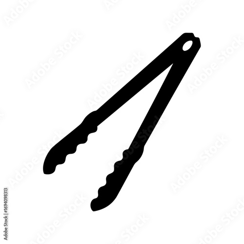 Black silhouette of kitchen tongs for cooking and serving food easily