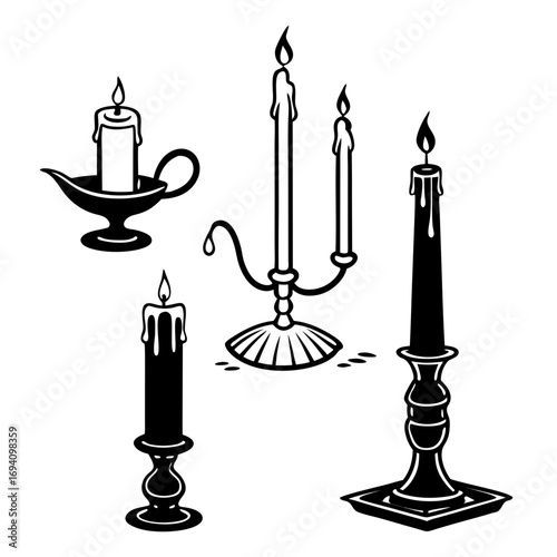 Candle silhouettes flame holders candlestick
