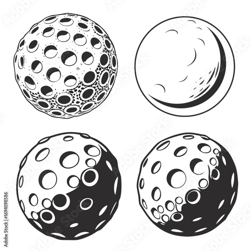 Celestial bodies with craters and shadows moon space