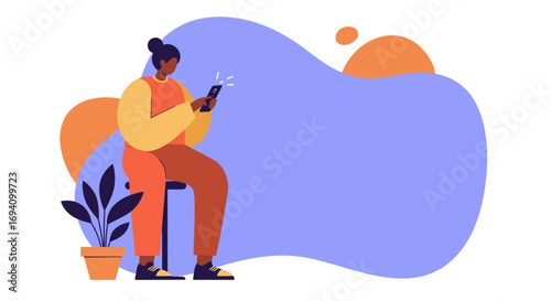 Person sitting and actively using a smartphone, symbolizing modern communication, digital lifestyle, social media, and technology connection.
