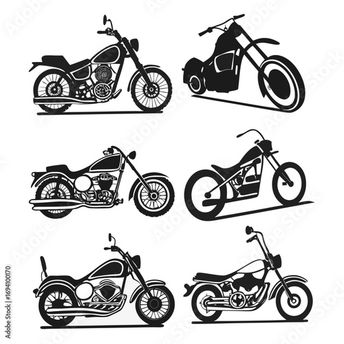 Diverse motorcycle silhouettes collection motorbike