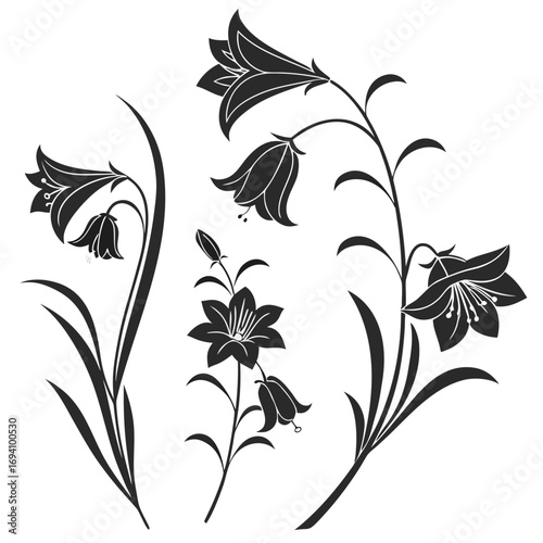 Elegant floral silhouettes with bell shaped flowers
