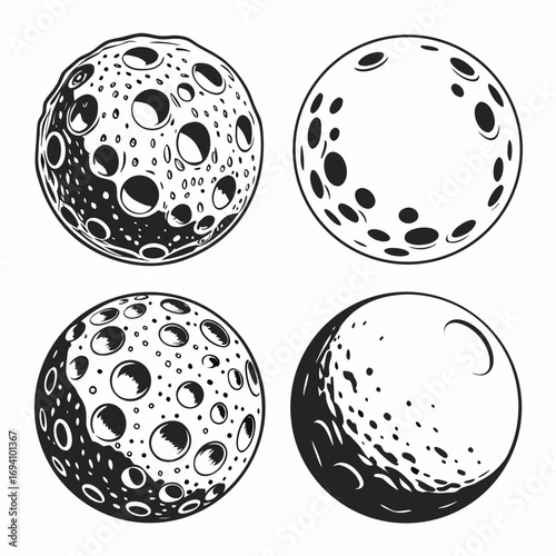 Four cratered celestial bodies moon craters