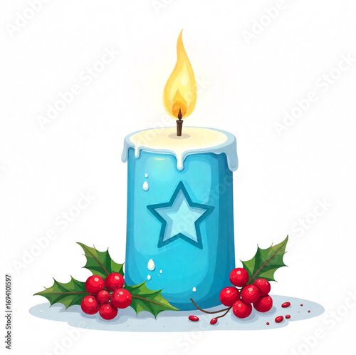 christmas candle and holly