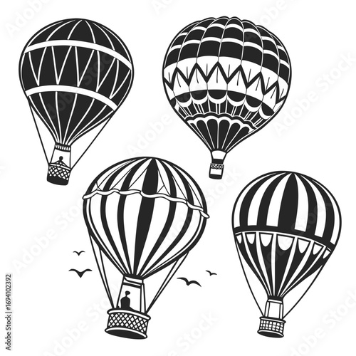 Hot air balloons in flight with birds travel adventure