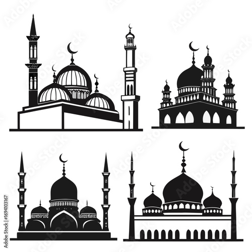 Islamic mosque architectural silhouettes architecture