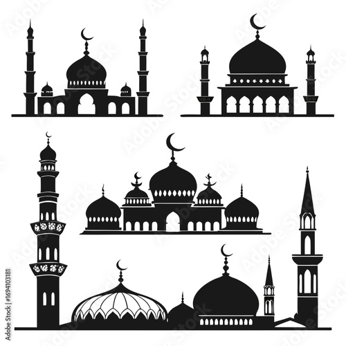Islamic mosque architectural silhouettes architecture