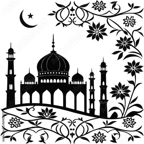 Islamic mosque floral silhouette architecture