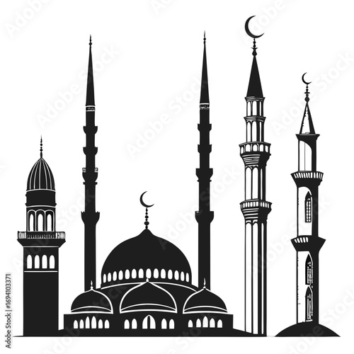 Islamic mosque minaret silhouettes architecture