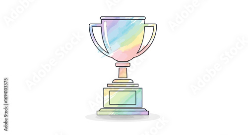 Colorful Rainbow Trophy Cup Award for Victory and Achievement.