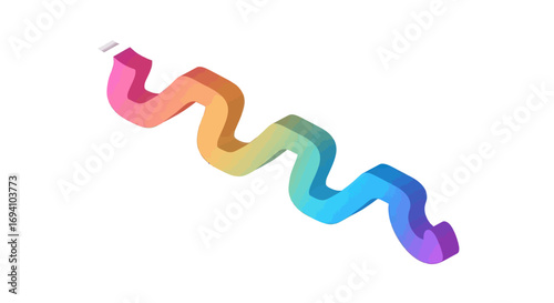 Colorful Isometric Wavy Ribbon Design Element.