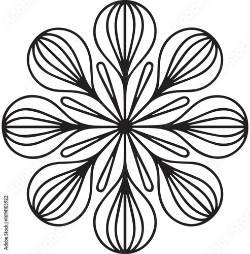 Black ornate floral rosette icon vector illustration