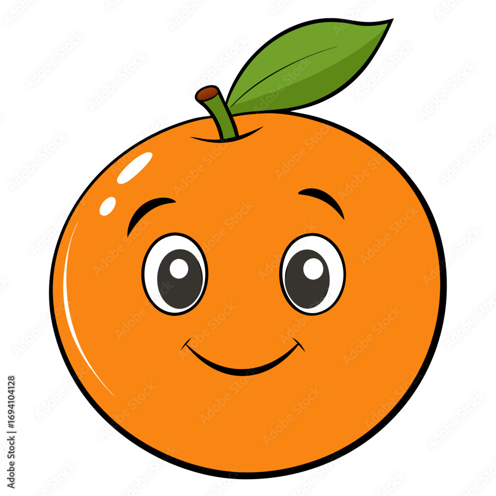 Fototapeta premium Cute orange cartoon character vector illustration for kids healthy food and fruit themed designs and projects