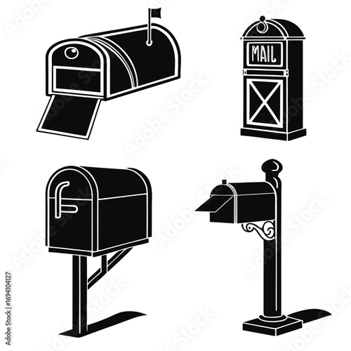 Mailbox silhouettes open closed post delivery