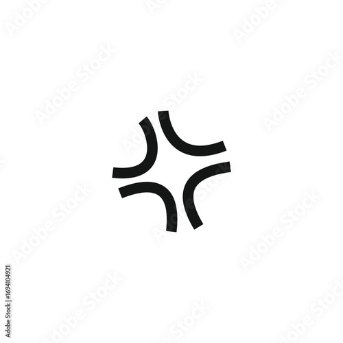 Modern black angry mark vector icon from manga. Represents frustration, stress, and rage. Perfect for graphic design, web elements, emoticons, and creative projects