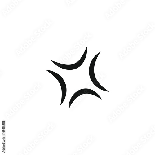 Black angry symbol vector in anime style. A minimalist icon for expressing rage and frustration. Ideal for web design, apps, stickers, and graphic art