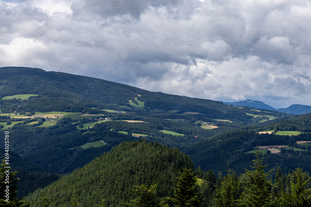 Fototapeta premium Vienna Alps, panorama of the Alpine foothills in the Eastern Alps. Austria