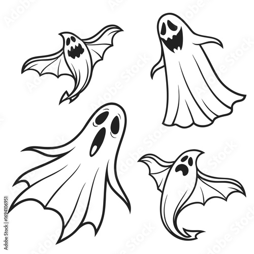 Spooky spectral shapes with bat wings ghost specter