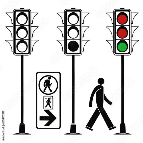 Traffic signals pedestrian crossing signs traffic light