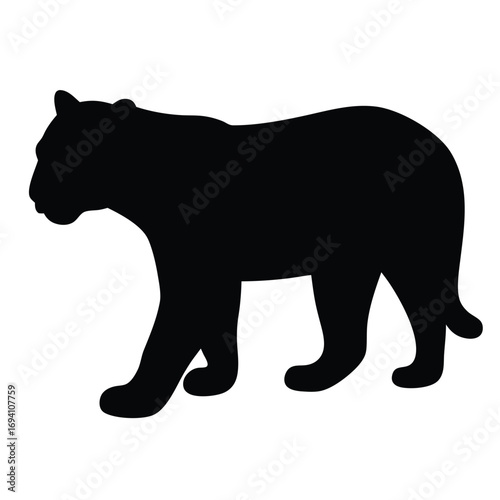 Black panther silhouette vector illustration for wildlife animal and mammal design projects and art