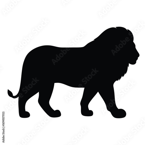 Lion silhouette vector illustration african wildlife animal king of beasts feline mammal predator