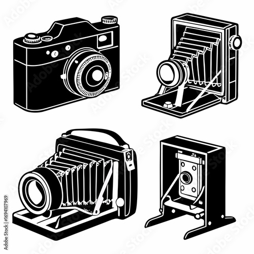 Vintage camera silhouettes vintage cameras retro cameras