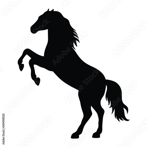 Horse silhouette rearing up vector graphic design animal equine mustang stallion black shape image