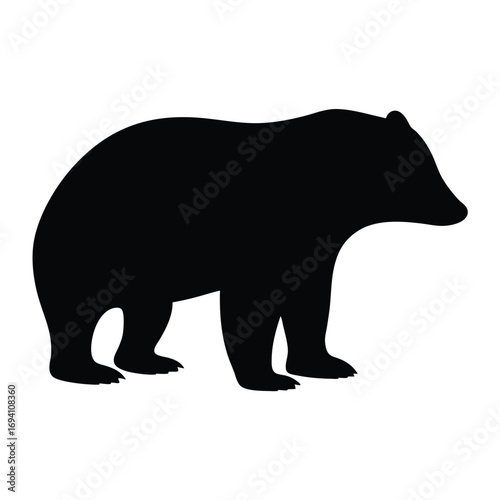 Black bear silhouette vector illustration: wildlife animal, forest mammal, nature graphic design element