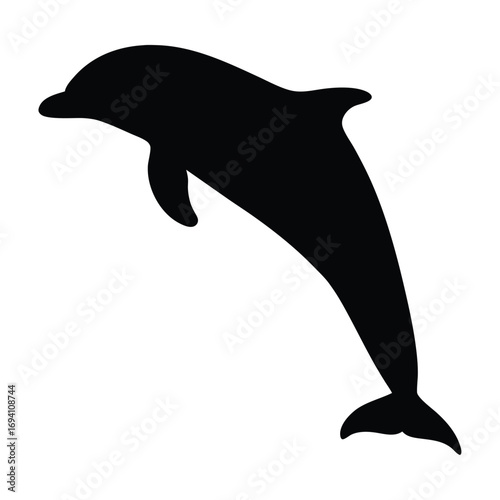 Black dolphin silhouette vector illustration jumping out of water sea ocean wildlife aquatic mammal animal