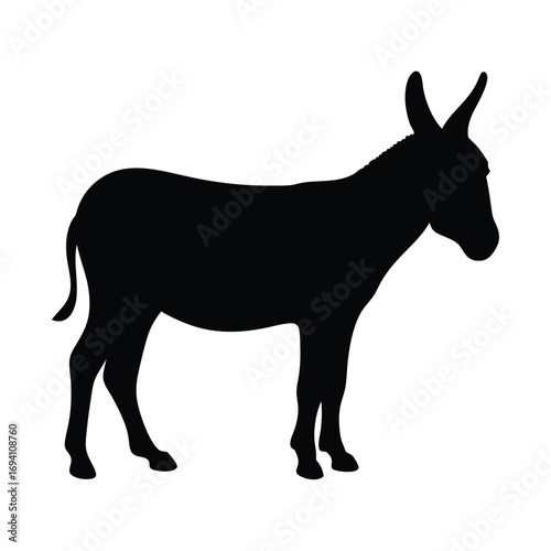 Isolated donkey silhouette vector illustration for farm animals and livestock designs and graphics