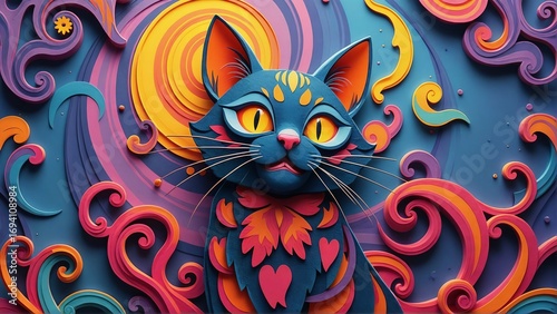 vector illustration of an abstract cat