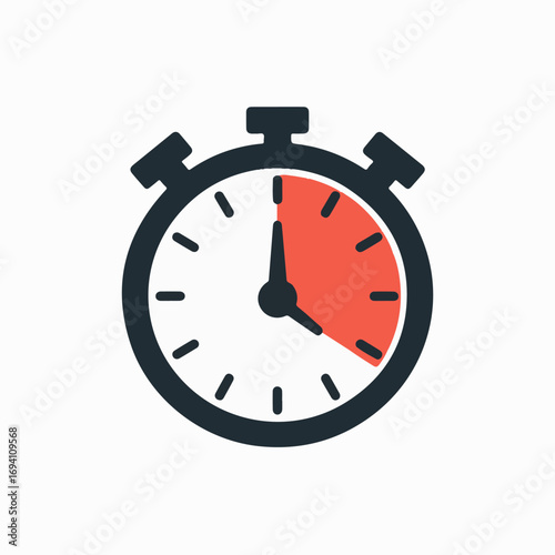 Flat design productivity timer icon representing time management and focus for work sessions