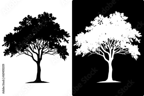 tree silhouette vector, with negative image