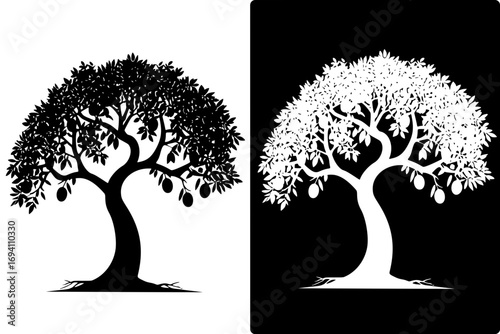 vector tree silhouette, with negative image, HD image