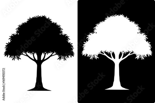 vector tree silhouette, with negative image