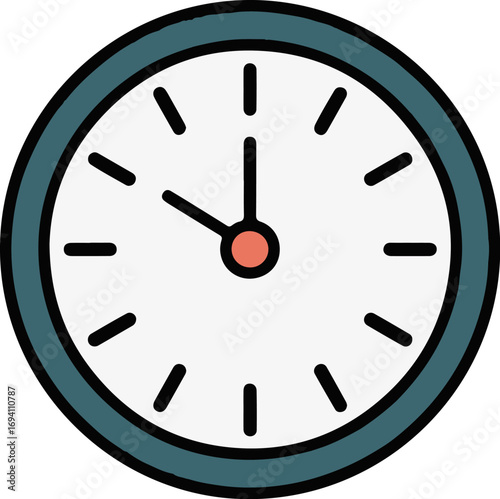 flat design icon of working hours clock