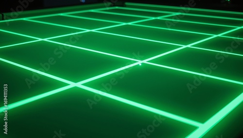 Futuristic Snooker Table with Glowing Grid Lines
