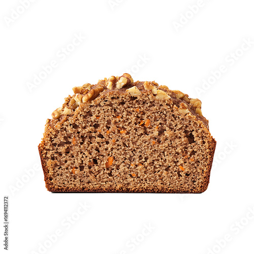 Sliced Carrot Cake Loaf with Walnut Topping