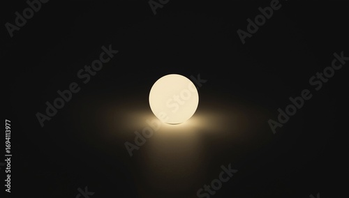 Minimalist Glowing White Cue Ball with Shadow
