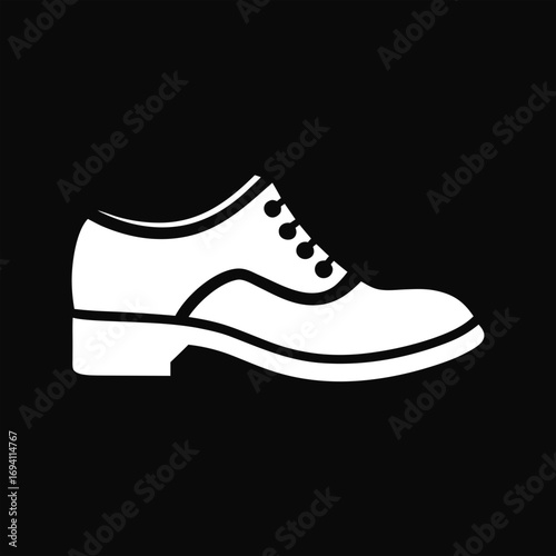 Elegant men’s shoe silhouette vector illustration on dark background, ideal for apparel design, boutique branding, and lifestyle posters.