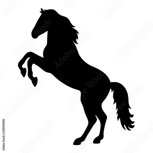 Horse silhouette rearing up vector illustration for equine design and equestrian themes graphic art