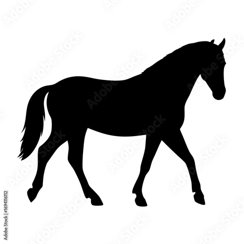 Black horse silhouette vector illustration for equestrian design and animal graphic resources use