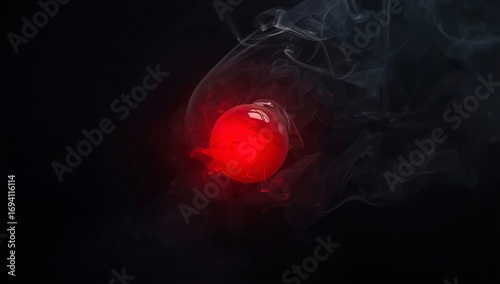 Glowing Red Snooker Ball with Smoke
