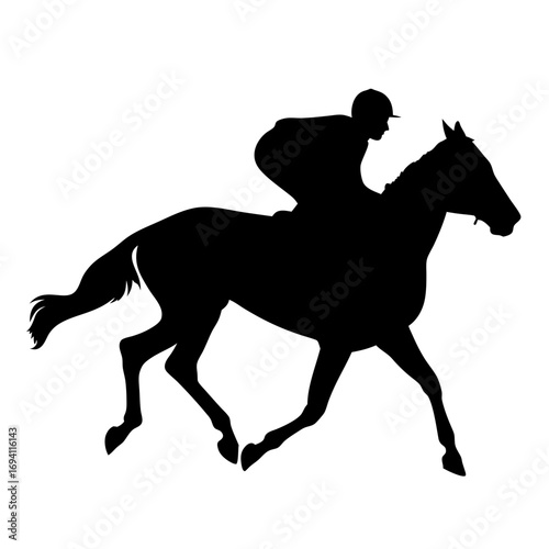Horse racing silhouette vector image of jockey riding horse for equestrian sport and racehorse art