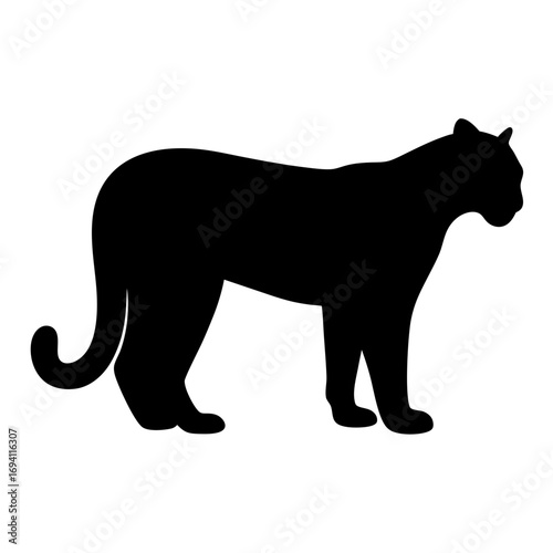 Black panther silhouette vector illustration of big cat predator animal wildlife jungle design icon