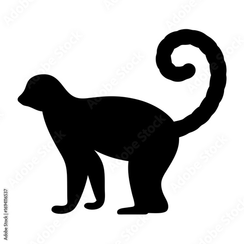 Discover the beauty of lemurs: vector illustration of a ring tailed lemur silhouette for design needs