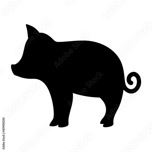 Black pig silhouette vector illustration for farm animals and livestock design projects isolated art