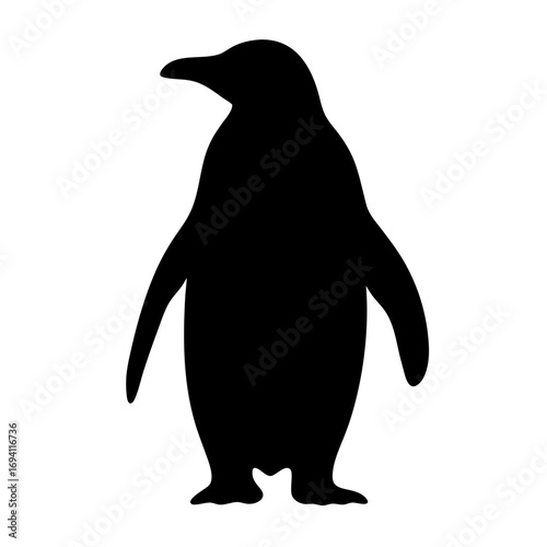 Penguin silhouette vector illustration, antarctic bird graphic, cute penguin image, wildlife art, animal icon
