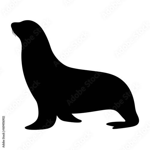 Sea lion silhouette vector illustration of marine mammal wildlife animal ocean creature design