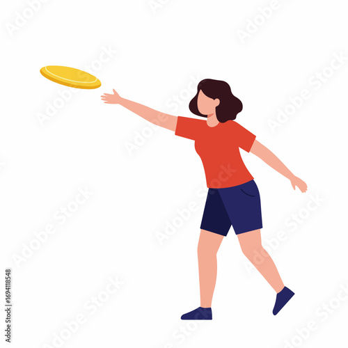 Energetic woman in casual wear catching a flying frisbee outdoors